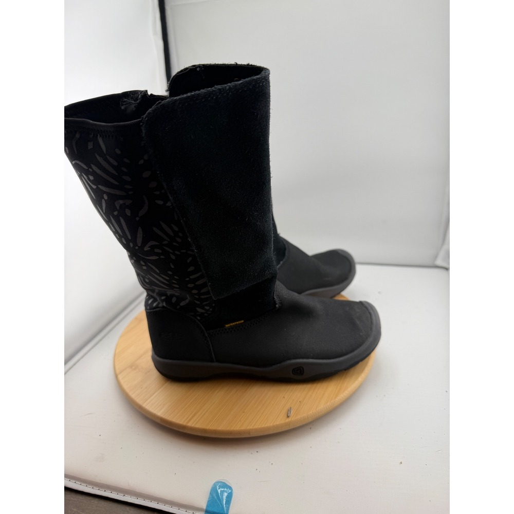 KEEN Kids Size 12 Black Waterproof Tall Winter Boots Suede Stretch Shaft